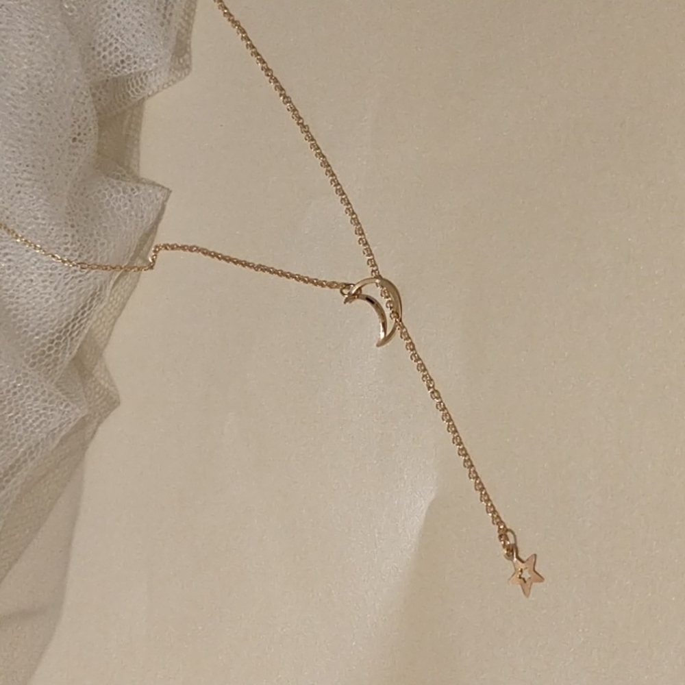 Gold Moon and Star Y Necklace! - Picture 4 of 8